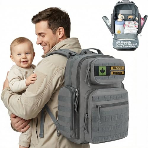 MIRACOL Mens Military Diaper Bag (Grey)