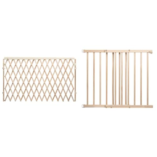 Evenflo Extra-Wide & Tall Baby & Pet Safety Gates, 24"-60" (71cm - 152cm), Brown, Plastic & Wood, Hardware Mount, Latch