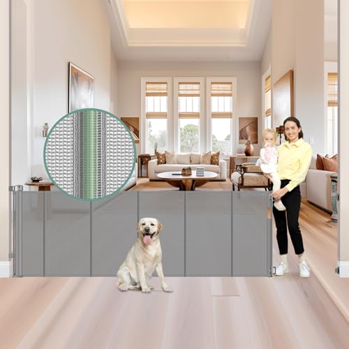 Reinforced 159 Inch Extra Wide Retractable Dog Gate