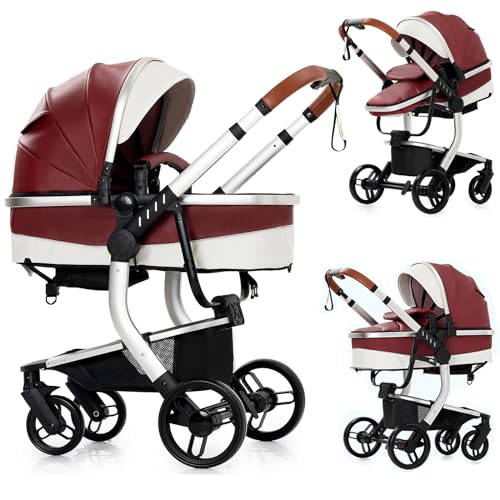 Reenborn PU Leather 2 in 1 Stroller