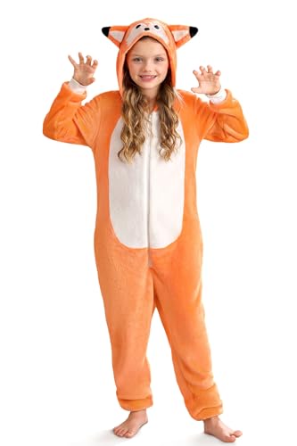 Unisex Kids Halloween Fleece Dalmatian Cute Bear Hooded Fox Costume Animals Onesie with Tail 2-14 Years