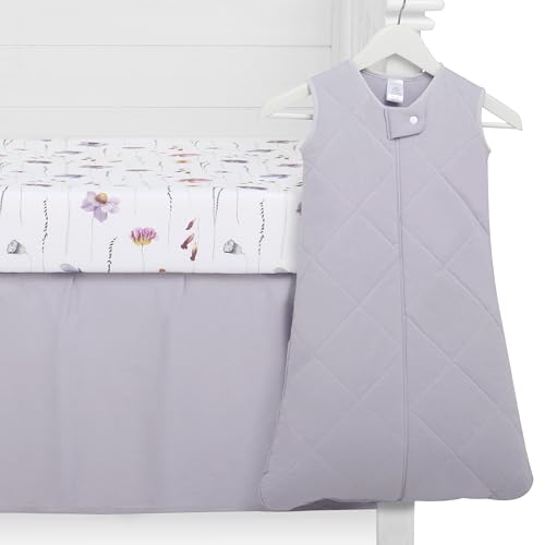 Evolur Be Wild 3 Piece Crib Bedding Set, Machine Washable, Soft and Breathable Toddler Bedding Set, Includes Fitted Sheet, Wearable Blanket and Crib Skirt