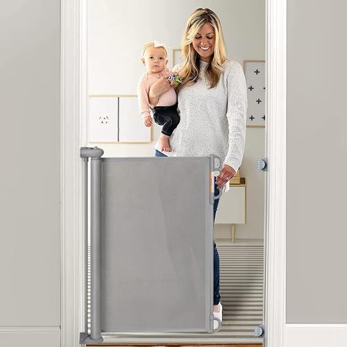 Retractable Baby Gate, Momcozy Extra Wide Mesh Baby Gates for Stairs, 33" Tall, Extends to 71" Wide, Pet Dog Gate for Doorways, Stairs, Hallways, Indoor/Outdoor