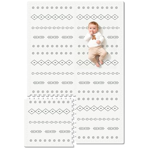 Baby Foam Play Mat, PIGLOG 72x48 Baby Crawling Mat, Floor Mats for Kids for Baby with Interlocking Floor Tiles, Toddler Play Mat for Indoor and Outdoor, Easy to Clean Playroom Floor Mat, Bohemia