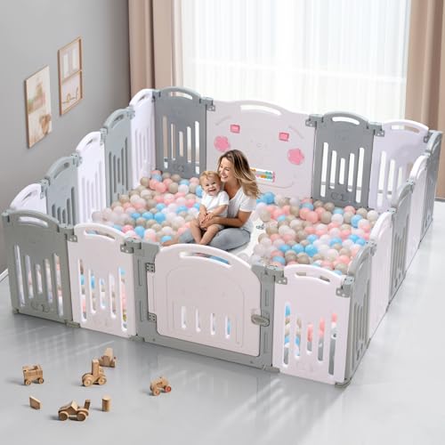 UANLAUO Play Yard 18 Panel Foldable Baby Fence