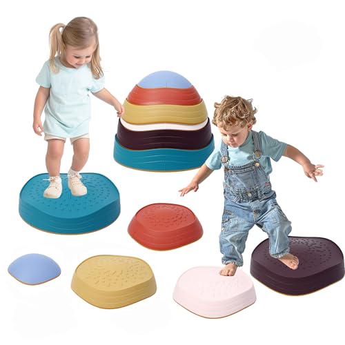 Balance Stepping Stones for Kids 5pcs Non-Slip River Stones Obstacle Course Play Indoor and Outdoor Coordination Game Sensory Toys Toddler Ages 3 4 5 6 7 8+
