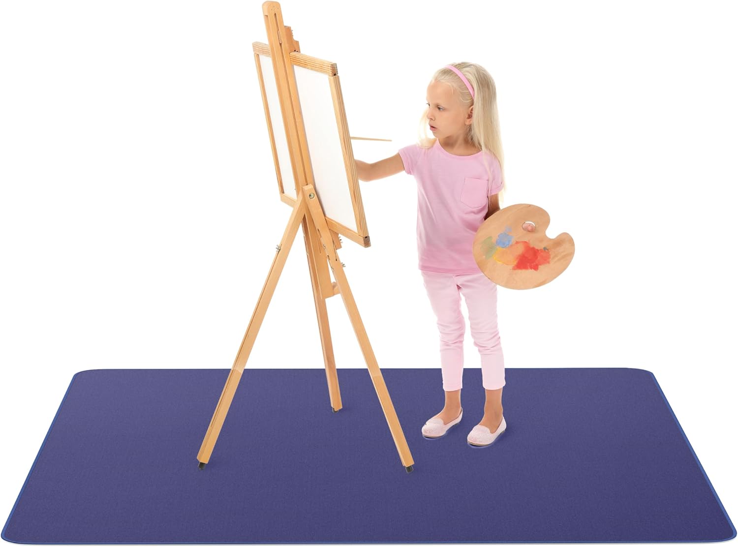 MonsterMat Extra Large Waterproof Splat Mat  60"x60" Super Jumbo Mess Mat for Floor & Table Protection Washable Mat for Arts, Crafts, Painting, and Playtime (Grey) (Navy Blue)