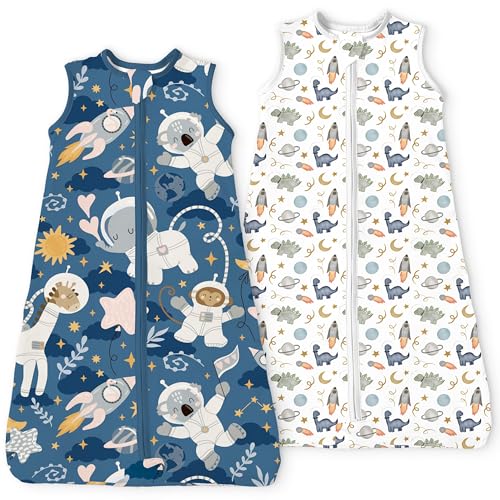 Toddler Sleep Sacks 2T-3T-4T, 0.5 TOG Light Summer Wearable Blankets, Extra Long XL Sleeping Bags, 2 Pack