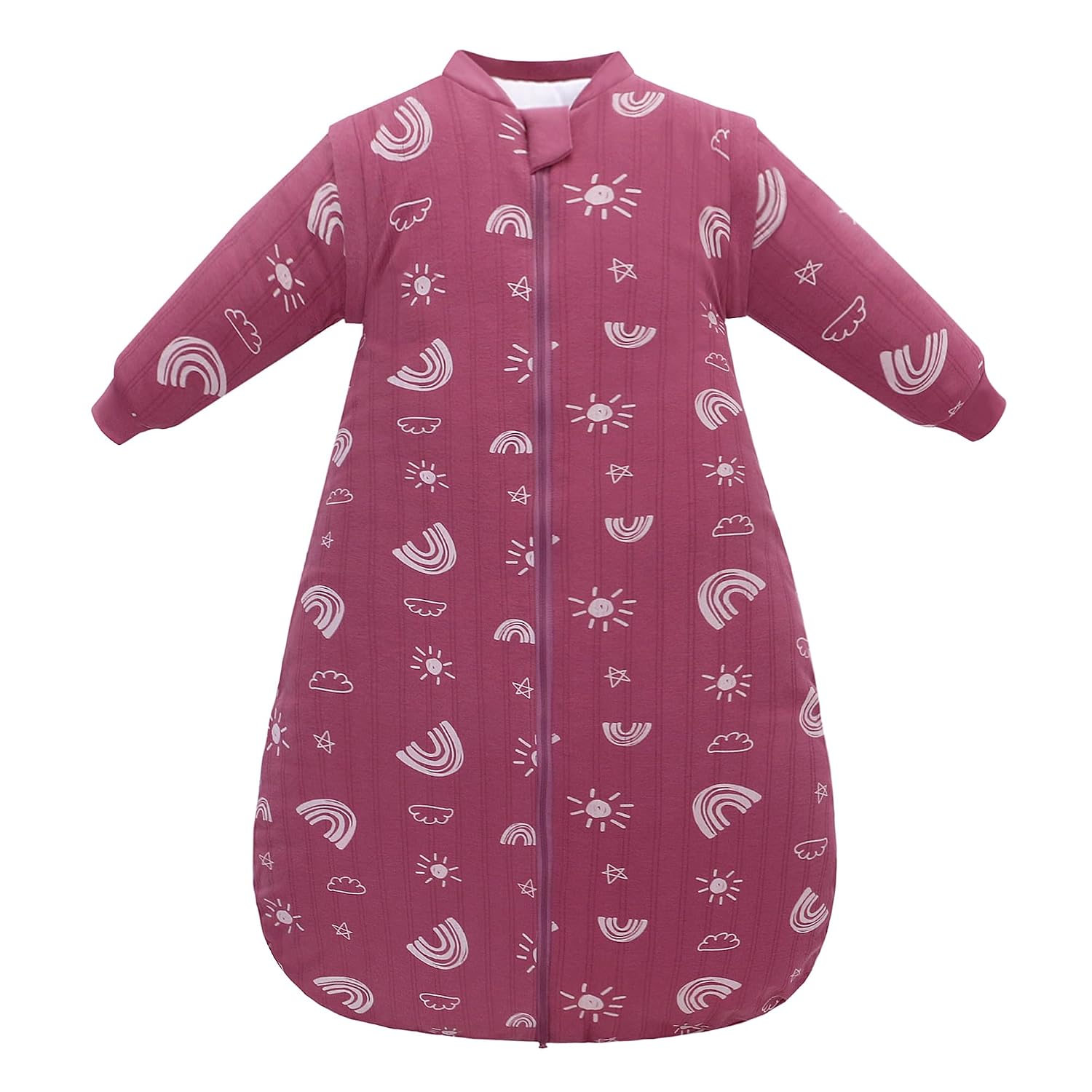 Baby Sleep Sack, TOG 2.5 Winter Wearable Blanket, Removable Long Sleeves Baby Sleeping Bag for Infants and Toddlers, Super Soft Warm Comfortable Sleeping Sack, Sun, 6-18M
