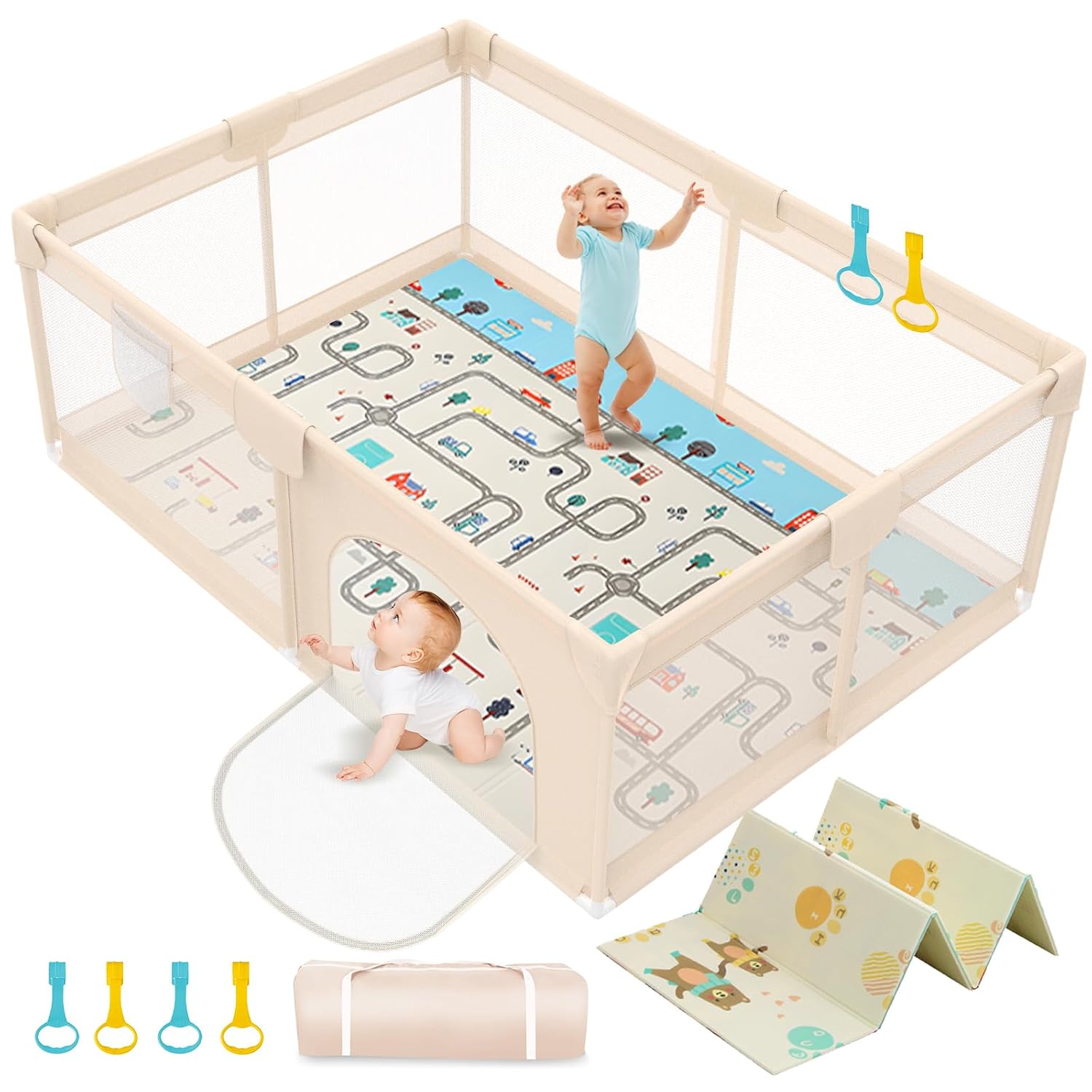 Baby Playpen with Mat 79x71inch - Abdtech