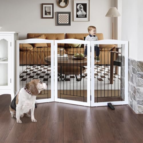 ZJSF Freestanding Dog Fence Indoor, 3 Panels (White)