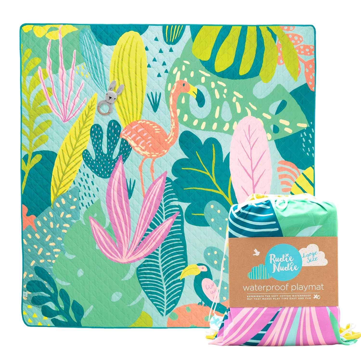 Baby Play Mat, Large Waterproof Playmat for Floor Play and Crawling, Foldable Portable and Machine Washable, Sensory and Tummy Time Activities, Baby Mat for Floor, 51" x 51"
