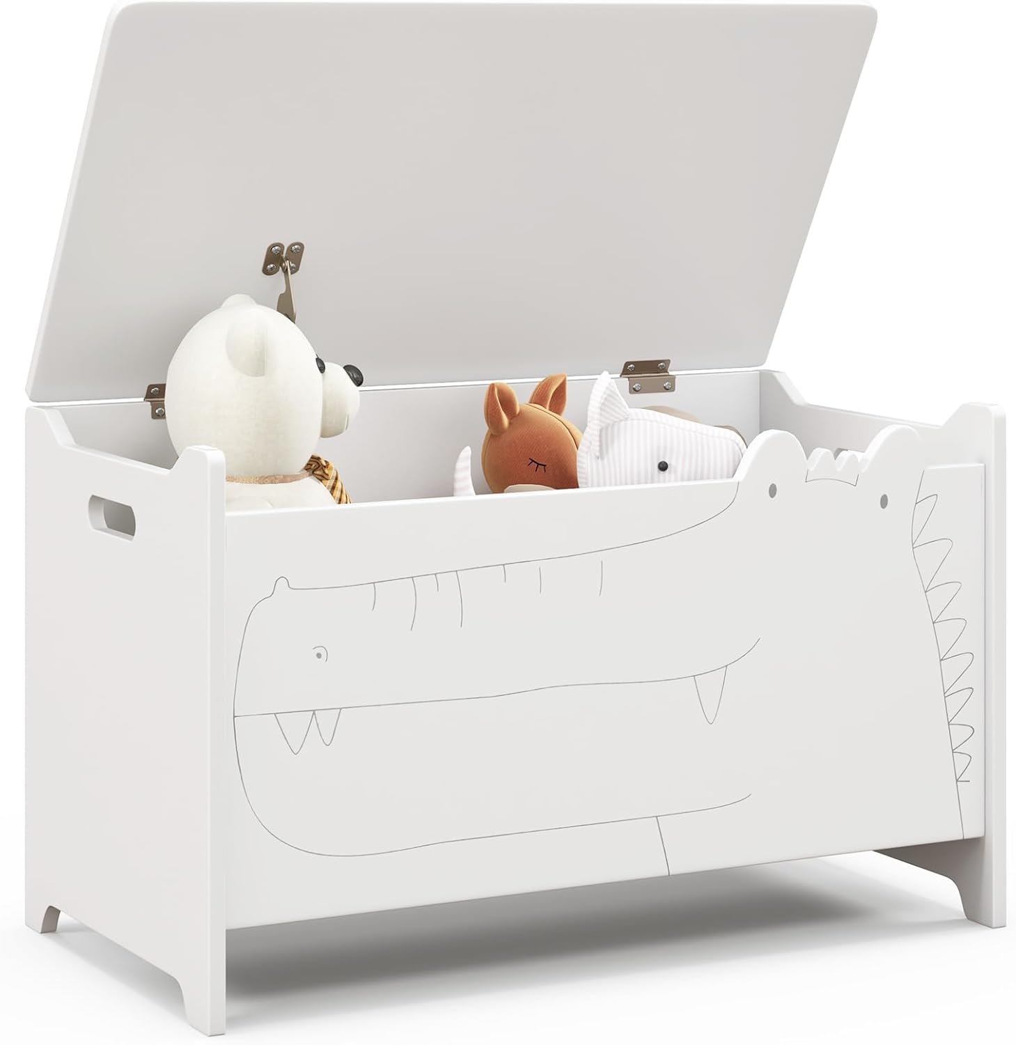 Costzon Wooden Toy Box (White)