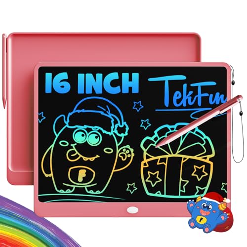TEKFUN LCD Writing Tablet Doodle Board, 16 Inch Colorful Drawing Tablet Writing Pad,Toddler Toys for 3 4 5 6 7 8 9 Year Old Girls Boys Teen Adults,Birthday Gifts for Kids (Pink)