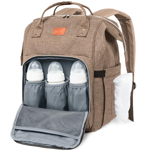 KeaBabies Diaper Bag Backpack (Coffee Brown)