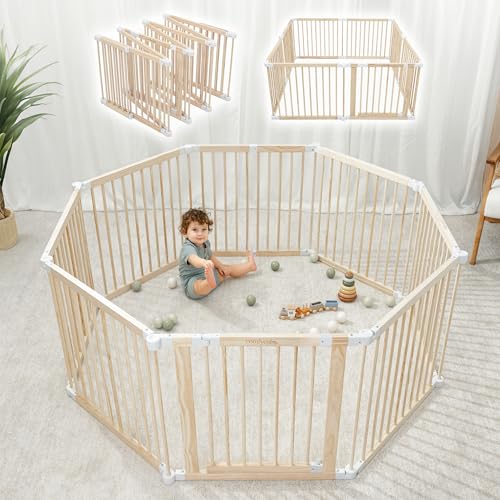 Comfy Cubs Baby Gate Playpen - Light Wood
