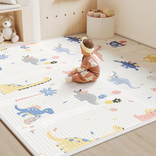 Baby Play Mat Foldable Baby Floor Play Mat 0.6" Thick Soft Foam Playmat for Babies Reversible Waterproof Padded Baby Girl Play Mat Portable Baby Crawling Mat for Indoor Outdoor(70"*78"*0.6")