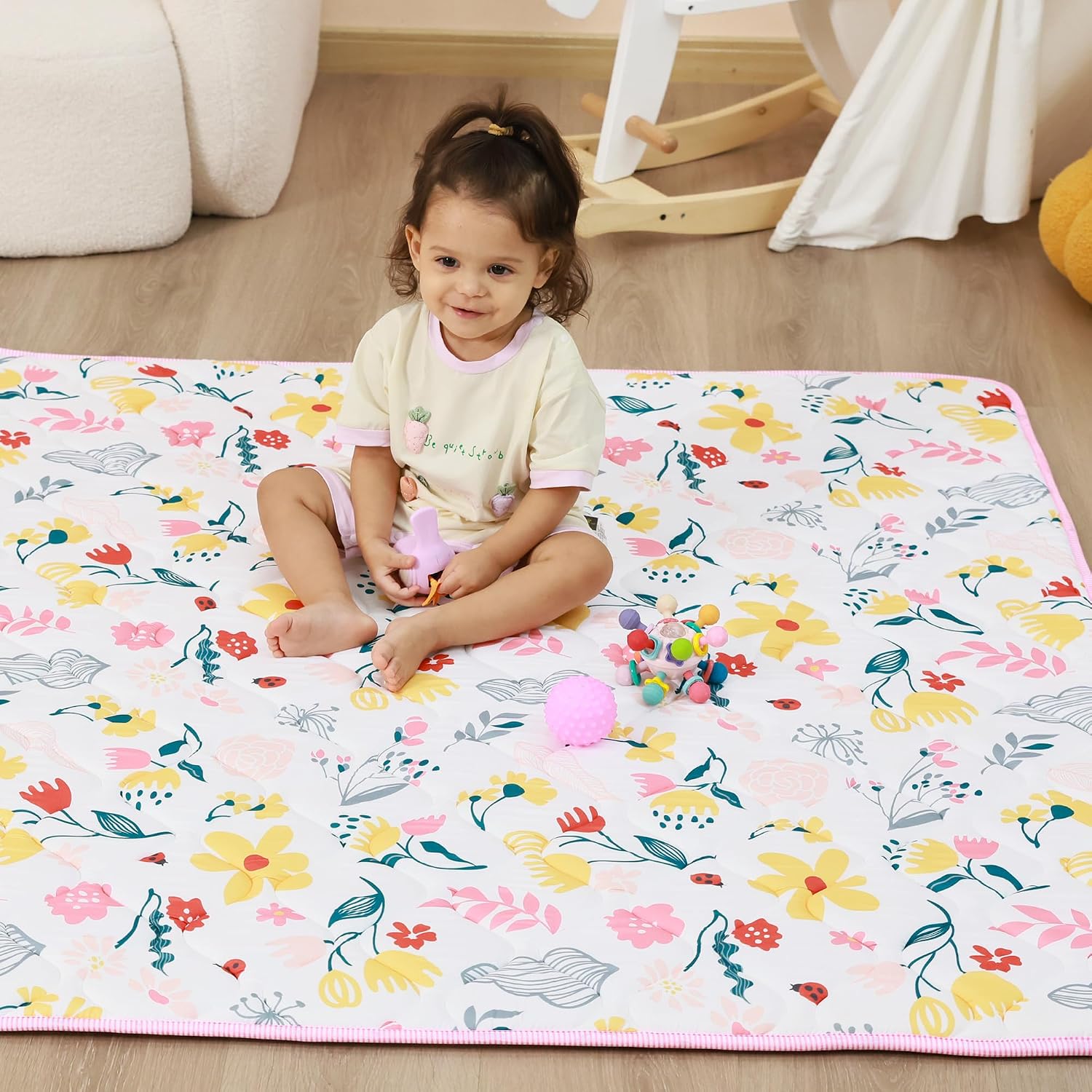 Baby Play Mat, Extra Thicker & Large Baby Mat for Floor, Soft Non-Slip Cushioned Play Mats for Babies, Toddlers, Foldable and Washable Baby Play Mat