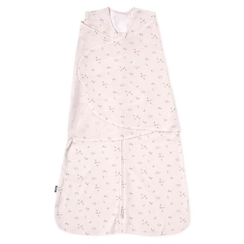 HALO 100% Cotton Sleepsack Swaddle, 3-Way Adjustable Wearable Blanket, TOG 1.5, Pink Floral, Small, 3-6 Months