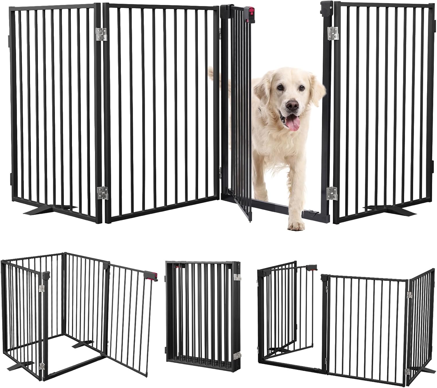 Furggis Metal Freestanding Dog Gate