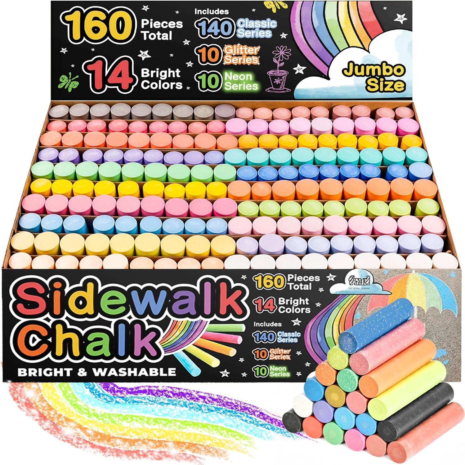 Fat Zebra 160 PCS Sidewalk Chalk