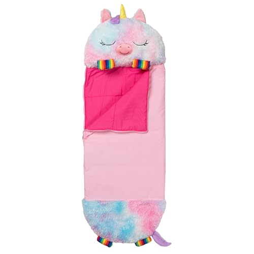 Happy Nappers: Pillow & Sleepy Sack: Large - Rainbow Unicorn - 66 x 30, 2-in-1: Plush Animal Opens Into Sleeping Bag, Soft Play Character, Kids 3+