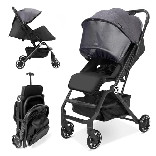 Lightweight Baby Stroller, Compact Travel Stroller with Retractable Foot Cover & Sleep Shade, One Hand Easy Foldable Strollers, Adjustable Reclining Seat for 0-36 Months