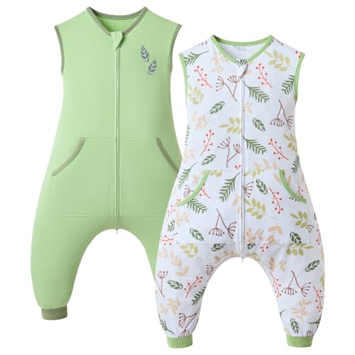 2 Pack Sleep Sack with Legs, Baby Wearable Blanket, 0.5 TOG Toddler Sleeping Sack with Feet Sleep Sacks (Planet, 2T-3T)