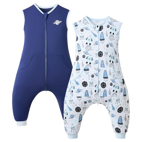 WONDAY 2 Pack Sleep Sack with Legs (Planet, 2T-3T)