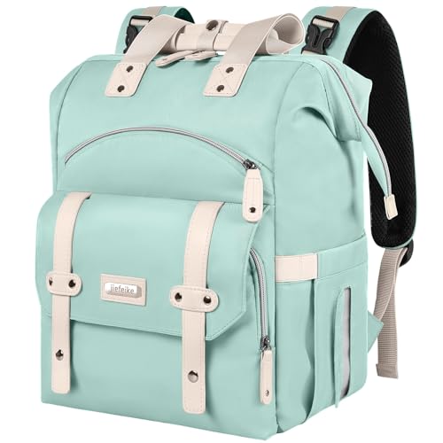 Jiefeike Diaper Bag Backpack,Green diaper bags for baby girl boy, girl diaper bag backpack, Insulated Pockets Portable toddler diaper bag with USB Charging Port, RFID Anti-Theft Pocket
