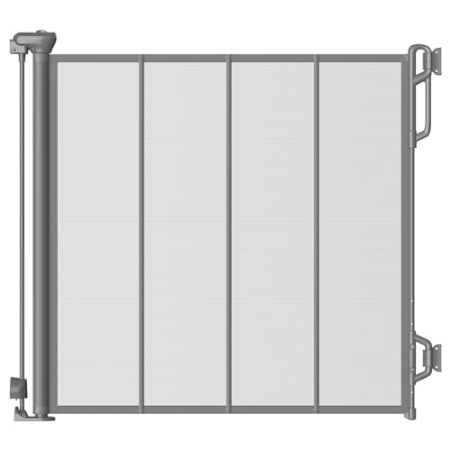 Reinforced Retractable Baby Gate, Mesh Dog Gate, Child Safety Gate for Doorways, Stairs, Hallways, Indoor/Outdoor, Wide Openings -33.5" Tall, Width up to 55" Gray