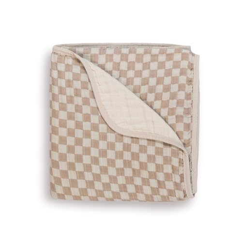 Itzy Ritzy Baby Blanket  Soft Cotton Muslin Multi-Use Blanket - Can Be Used as a Tummy Time Mat, Nursing Cover, Stroller Shade & More  Measures 30" x 40", Machine Washable (Checkerboard)