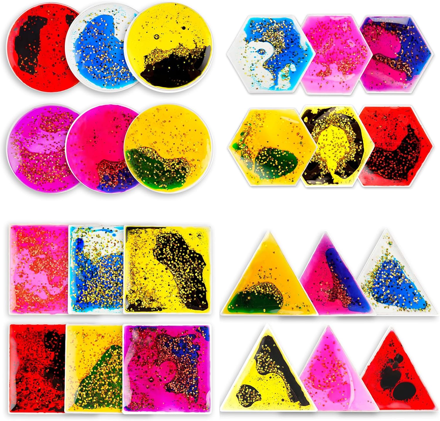 Liquid Sensory Soft Gel Toys: 24-Piece Set, Multi-Shape Sensory Fidget Toys, Water Sensory Toys for Nursery, Playroom, Toddlers and Kids with Autism.