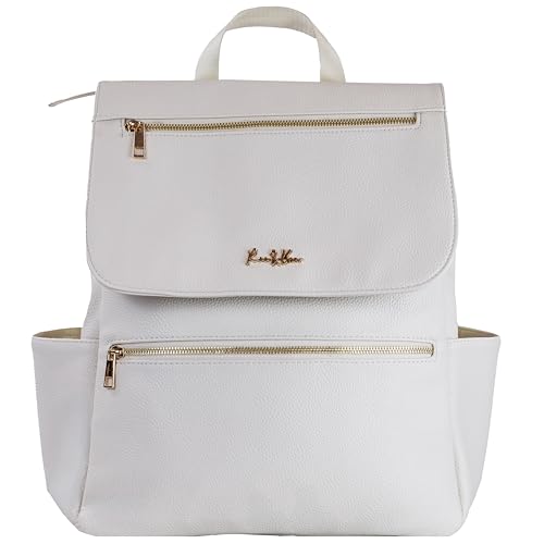 Roo and Bear Premium Vegan Leather Diaper Backpack (Ivory)