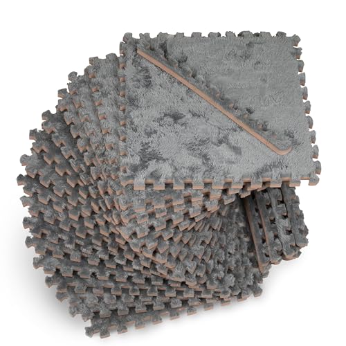 CARPETBOX 16 Piece Carpet Squares Puzzle Mat (Grey)