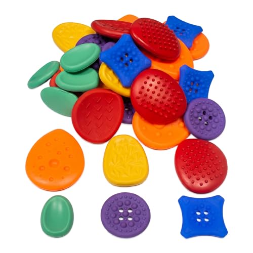 54pcs Color Random Fidget Toys Sensory Stone for Kids,Textured Soft Worry Stone for Autism Kids Calming - Fidget Stress Toys for Students Anxiety Relief - Small Prizes Fidget Toys