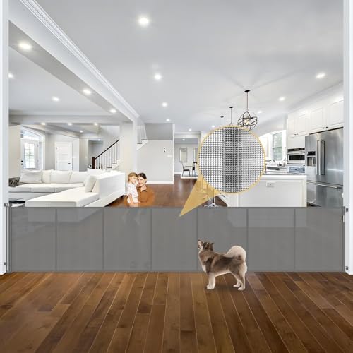 Reinforced 42" Tall Retractable Dog Gate, 16 Ft Long
