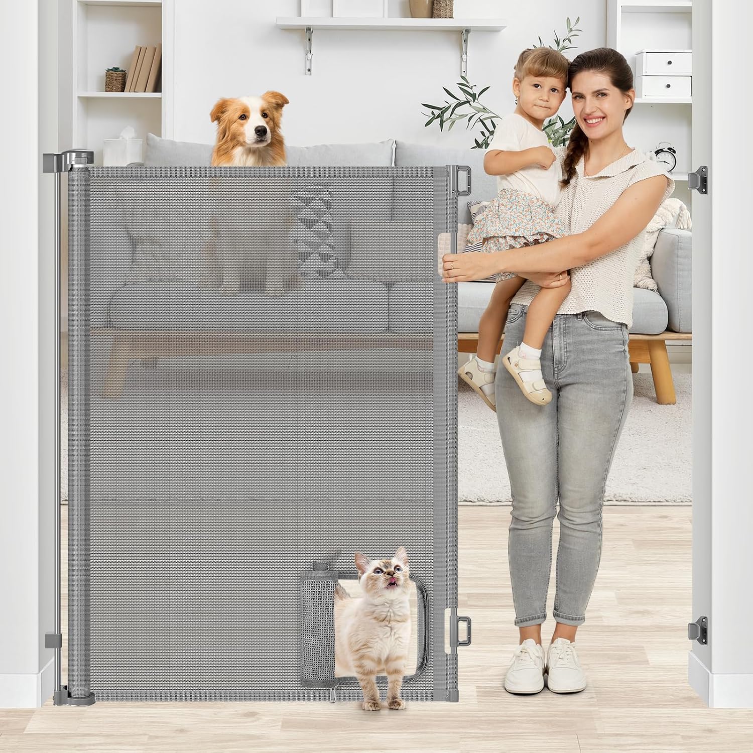 48 Inch Extra Tall Dog Gate with Cat Door (Stcockis)