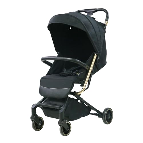 Lightweight Baby Stroller,Ultra Compact & Airplane-Friendly Travel Stroller, One-Handed Folding for Toddler, Only 13lbs,with Sleep Shade, Oversize Basket (Black)