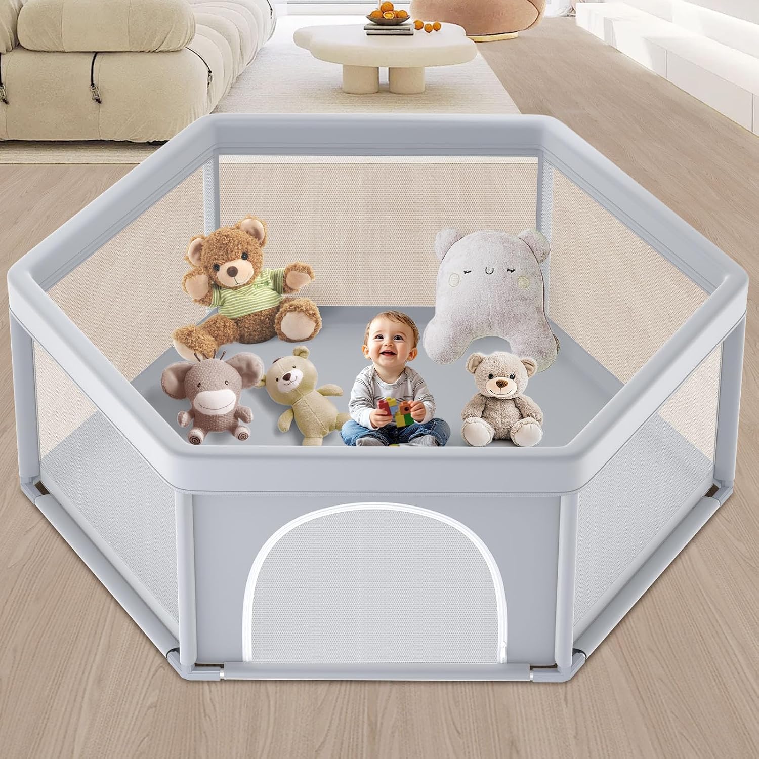 Zikopomi 65x65 Inch Hexagonal Playpen