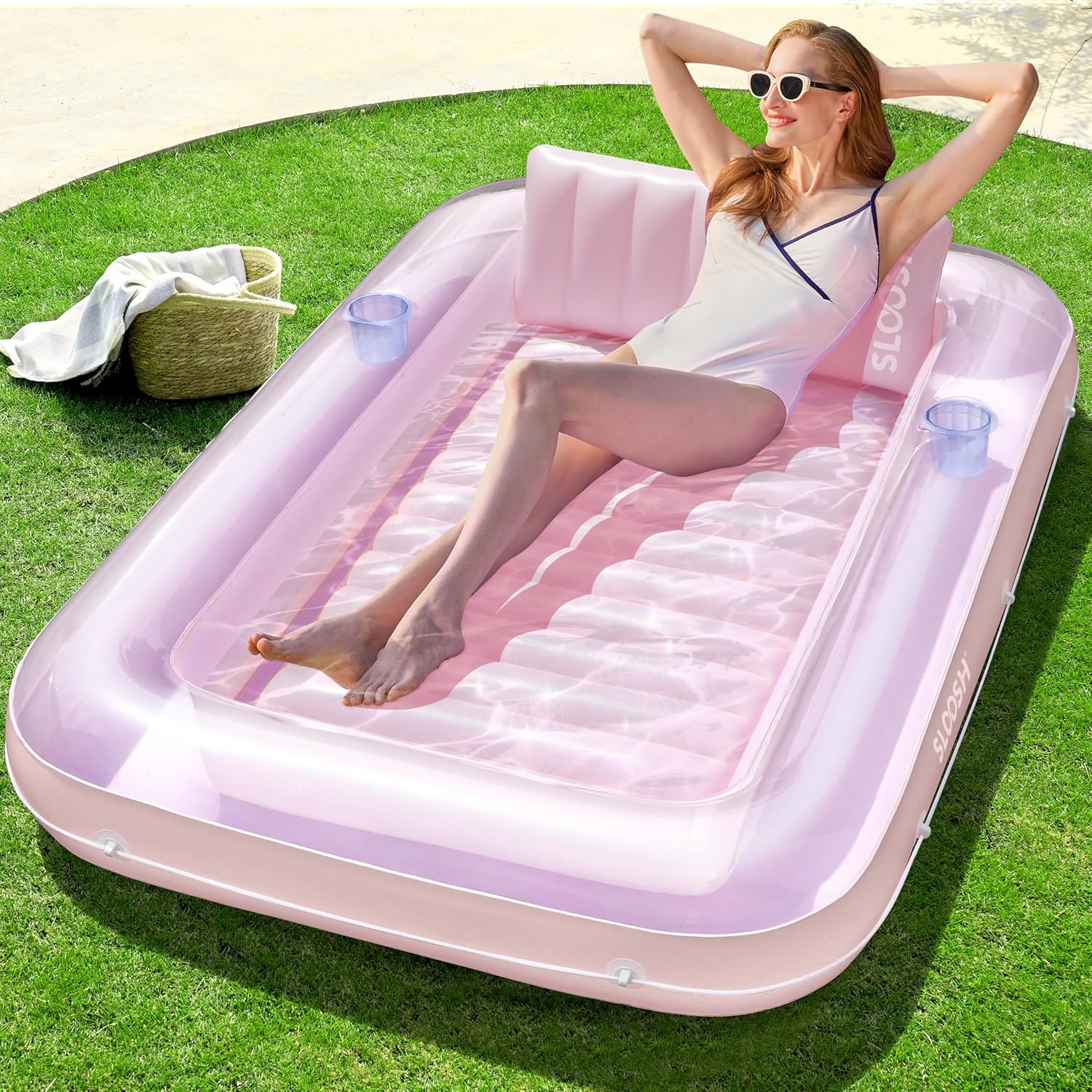 SLOOSH Inflatable Tanning Pool Lounger (Purple Pink)