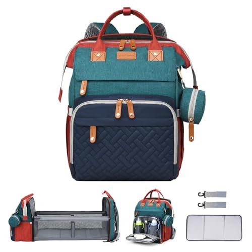 Diaper Bag Backpack Diaper Bag Multifunctional Waterproof Diaper Bag with Changing Station Travel Backpack with Changing Pad, Pacifier Case & Stroller Straps(Multicolor)