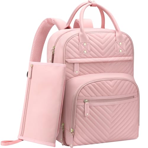 Diaper Bag Backpack for Women with Changing Pad, Baby Bag with Insulated Pockets Multifunctional Diaper Bags For Baby Girl Boy Waterproof Baby Bags For Boys Girls Maternity Bag Baby Pink