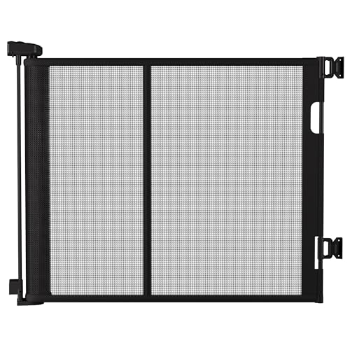 150 Retractable Baby Gate  34 Tall Extra Wide Safety Gate for Large Hallways, Open Areas, Pet Zones  Durable Mesh Gate for Kids and Dogs, Black