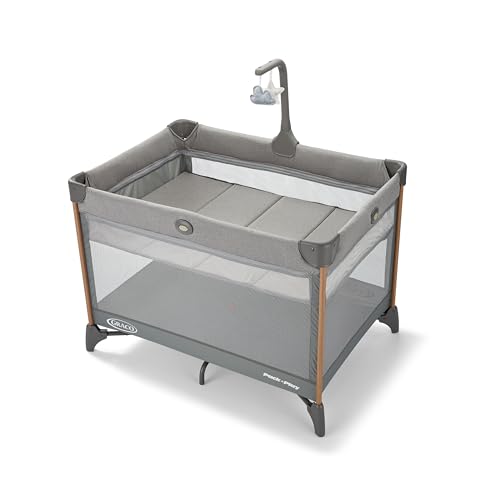 Graco On The Go Zip DLX Pack n Play Playard, Folding Playpen with Bassinet, Portable Crib, Parker