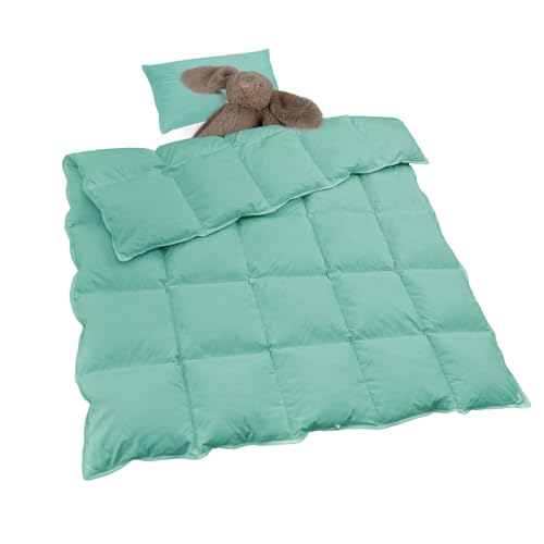 zzlamb Warm Baby Quilt Crib Comforter Small Duvet Insert, Toddler Down Comforter Kids Crib Down Throw Blanket, Lightweight Soft Brushed Noiseless Shell Down Proof Machine Washable, Aqua 41x48in