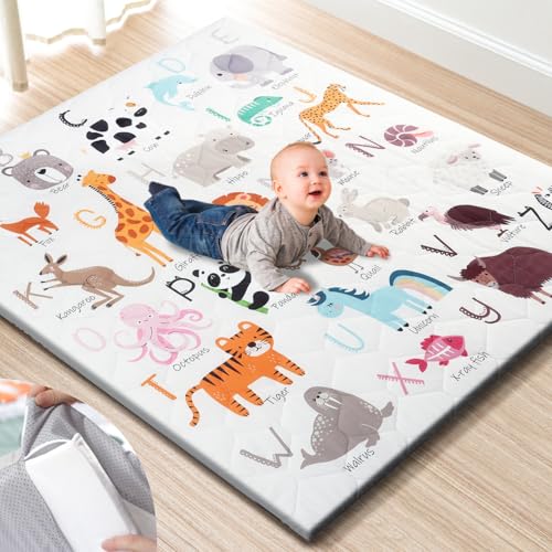 Premium Foam Baby Play Mat 50" x 50" Removable & Machine Washable Cover, Extra Thick Padding Playpen Mat, Non-Slip Crawling Mat, Easy to Clean for Infants, Toddlers & Babies