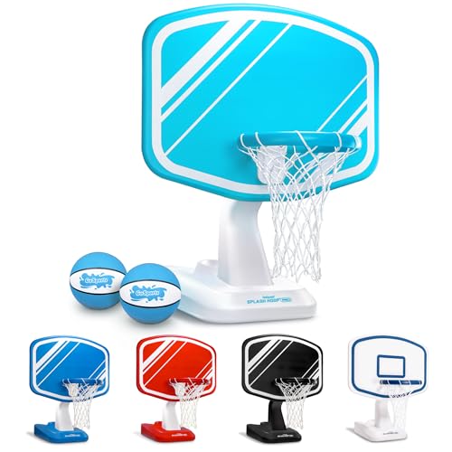 GoSports Splash Hoop PRO Swimming Pool Basketball Game, Includes Poolside Water Basketball Hoop, 2 Balls and Pump  Aqua