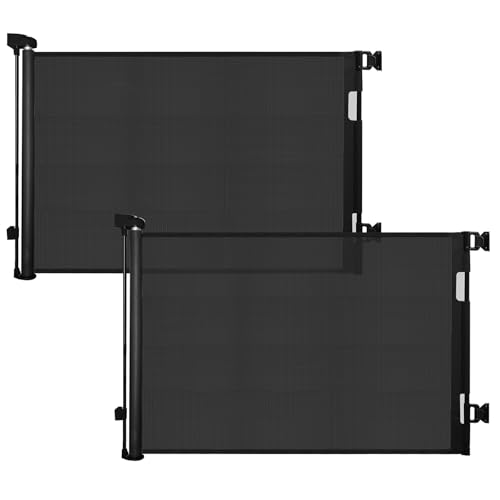 DEAR LOV 2 Pack Retractable Baby Gate,Mesh Baby Gate or Mesh Dog Gate,33" Tall,Extends up to 55" Wide,Child Safety Gate for Doorways, Stairs, Hallways(Black,33"x55"