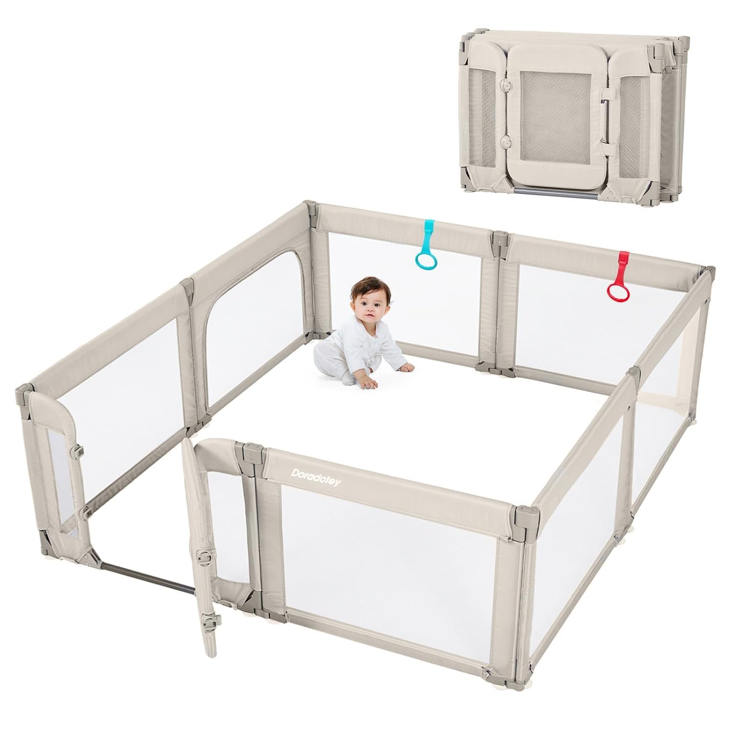 Dora dotey Baby Playpen (Khaki)